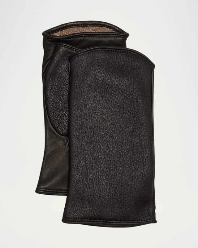 Leather & Cashmere Fingerless Gloves